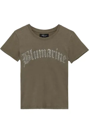 BLUMARINE Femme, Tops, Gris, Taille: 36 FR T-shirt à Logo et Cristaux