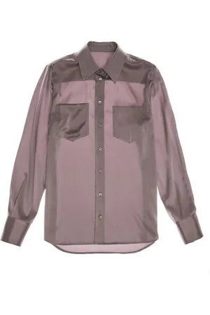 Helmut Lang Femme, Blouses et Chemises, Violet, Taille: 36 FR Chemise Soie Élégante Fermeture Bouton