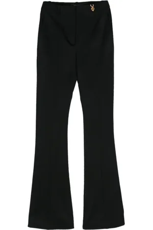 VERSACE Femme, Pantalons, Noir, Taille: 40 FR Pantalon Noir en Laine Évasé