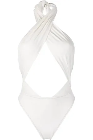 Reina Olga Femme, Maillots de bain, Blanc, Taille: 42 FR Maillot de bain en daim crème croisé