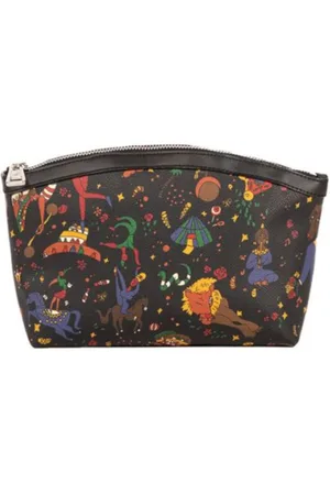 GUIDI Femme, Sacs, Multicolore, Taille: ONE Size Pochette noire avec impression Magic Circus