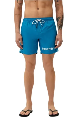 Bikkembergs Homme, Maillots de bain, Bleu, Taille: XL Short de Bain Imprimé Logo - Bleu