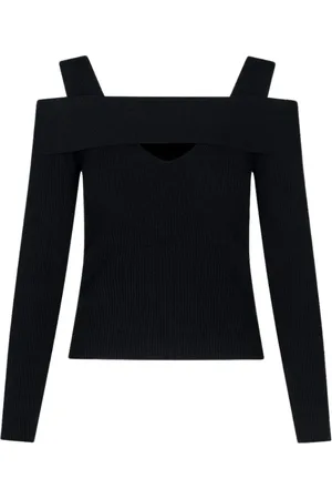 SANDRO FERRONE Femme, Tops, Noir, Taille: 38 FR Pull Noir à Côtes Automne Hiver 2023/2024