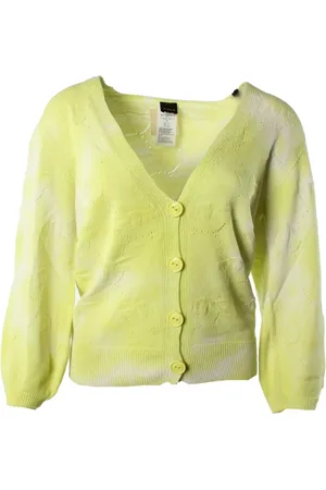 Pinko Femme, Pulls, Vert, Taille: 40 FR Gilet Jaune en Viscose et Acrylique