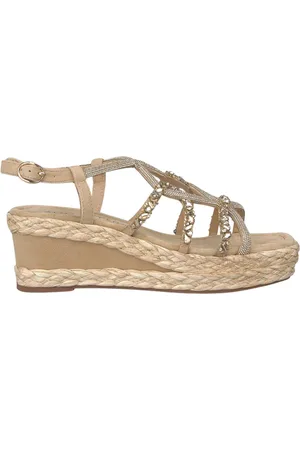 Alma en Pena Femme, Chaussures, , Taille: 36 EU Sandale à Talon Compensé avec Lanières Croisées Scintillantes