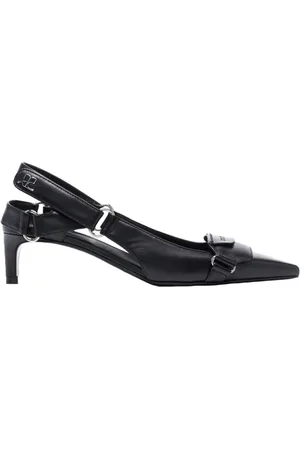Courrèges Femme, Chaussures, Noir, Taille: 36 EU Escarpins en Cuir avec Logo Métallique