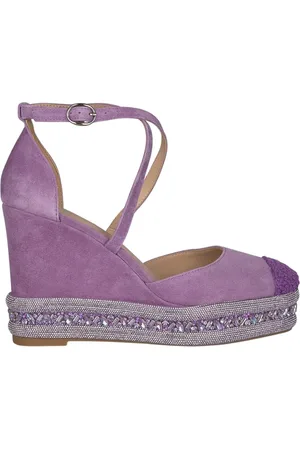Alma en Pena Femme, Chaussures, Violet, Taille: 37 EU Sandale à talon compensé strass