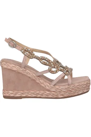 Alma en Pena Femme, Chaussures, Rose, Taille: 39 EU Sandale compensée tressée avec strass