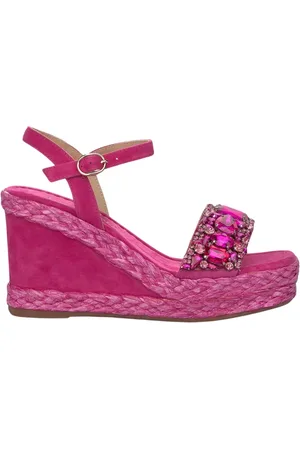 Alma en Pena Femme, Chaussures, Rose, Taille: 36 EU Sandal à talon compensé avec strass
