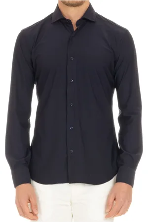 BARBA Homme, Chemises, Bleu, Taille: M Chemise bleue en coton sur mesure