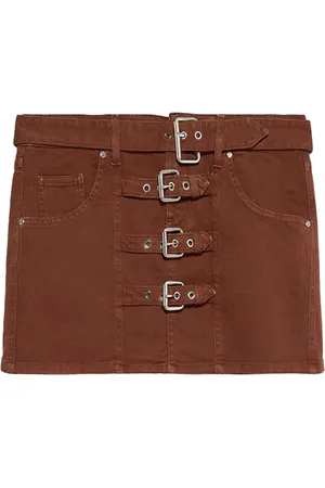 BLUMARINE Femme, Jupes, Brun, Taille: 38 FR Jupe Mini Multi Belt dinspiration Vintage