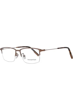 Ermenegildo Zegna Homme, Accessoires, Brun, Taille: ONE Size Montures optiques demi-cerclées bronze