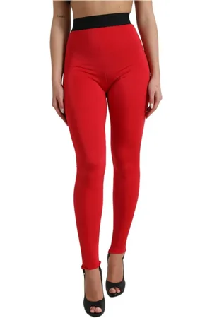 Dolce & Gabbana Femme, Pantalons, Rouge, Taille: 36 FR Pantalon Slim Logo Rouge