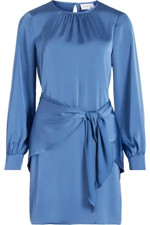 VILA Femme, Robes, Bleu, Taille: 38 FR Robe bleu clair à manches longues