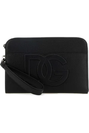Dolce & Gabbana Homme, Sacs, Noir, Taille: ONE Size Pochette en Cuir Noir Élégante