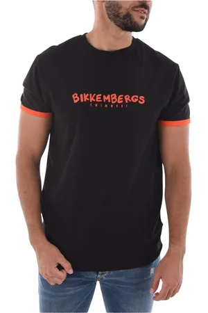 Bikkembergs Homme, Tops, Noir, Taille: S T-shirt en coton stretch avec logo imprimé