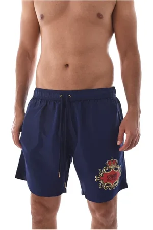 Roberto Cavalli Homme, Maillots de bain, Bleu, Taille: L Short de Bain avec Logo Imprimé - Bleu