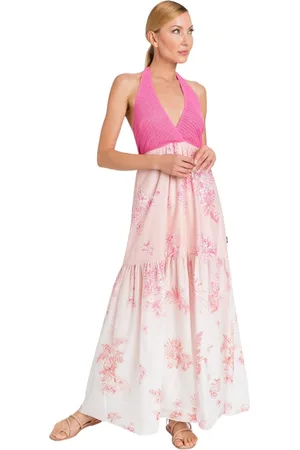 Twin-Set Femme, Robes, Multicolore, Taille: 36 FR Robe Maxi Bustier Crochet Toile de Jouy