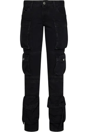 The Attico Femme, Jeans, Noir, Taille: W27 Jeans Cargo Noirs avec Broderie Logo