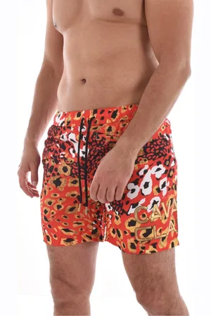 Roberto Cavalli Homme, Maillots de bain, Multicolore, Taille: XL Short de Bain Imprimé Animal - Orange