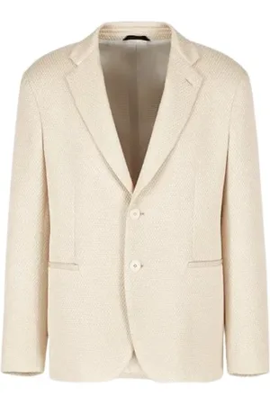 Giorgio Armani Homme, Vestes, , Taille: 2XL Veste Ivoire Effet Maille