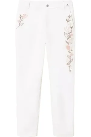 Twin-Set Femme, Pantalons, Blanc, Taille: 40 FR Pantalon en Coton Imprimé Floral