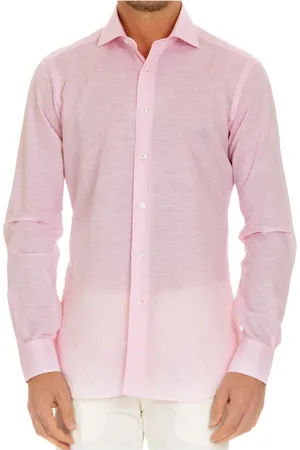 BARBA Homme, Chemises, Rose, Taille: M Chemise Rose en Lin-Coton Culto