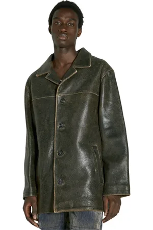 Guess Homme, Vestes, Brun, Taille: S Veste en Cuir Craquelé