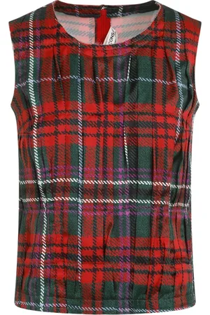 Comme des Garçons Femme, Tops, Multicolore, Taille: 38 FR Haut Plissé Tartan Multicolore
