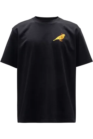J.W.Anderson Homme, Tops, Noir, Taille: S T-shirt Noir en Jersey de Coton à Col Rond