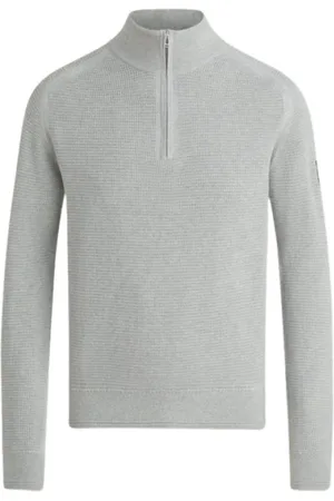 Belstaff Homme, Pulls, Gris, Taille: M Pull à Demi-Zip Gris Clair