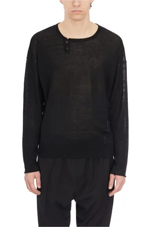 ISABEL BENENATO Homme, Pulls, Noir, Taille: S Haut Col Rond en Lin