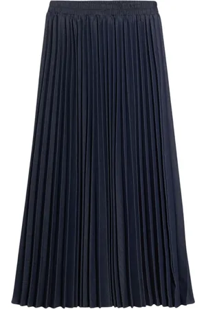 Oltre Femme, Jupes, Bleu, Taille: 40 FR Jupe Longue Plissée en Denim