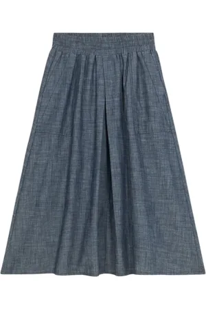 Oltre Femme, Jupes, Bleu, Taille: 40 FR Jupe midi en lin effet denim