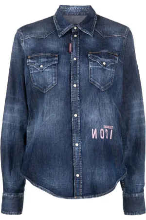 Dsquared2 Femme, Blouses et Chemises, Bleu, Taille: 38 FR Chemise Élégante