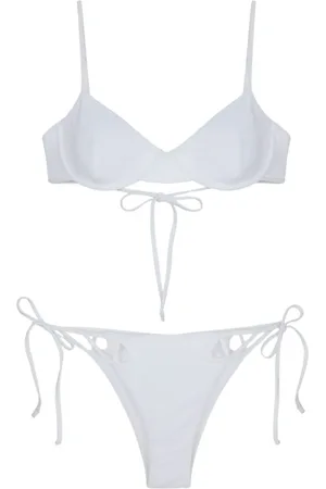 F**K Femme, Maillots de bain, Blanc, Taille: 40 FR Haut DE Bikini ET Fond Ajustable Clear