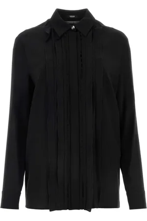 VERSACE Femme, Blouses et Chemises, Noir, Taille: 34 FR Chemise Élégante en Crêpe Noir