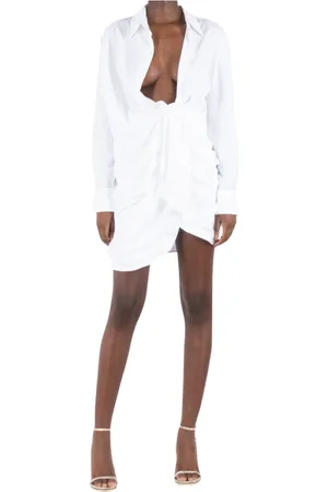 Jacquemus Femme, Robes, Blanc, Taille: 40 FR Robe Blanche Drapée Style Bahia