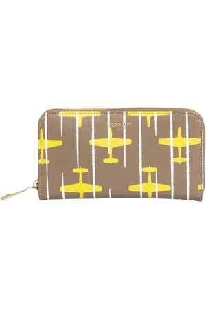 Trussardi Femme, Accessoires, Multicolore, Taille: ONE Size Portefeuille en Cuir avec Motif Avion et Fermeture Éclair