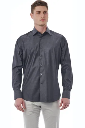 BAGUTTA Homme, Chemises, Gris, Taille: XS Chemise en Coton Gris Regular Fit