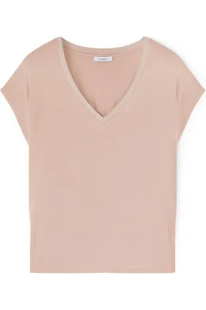 Motivi Femme, Tops, Rose, Taille: 38 FR T-shirt col en V avec bordure en lurex