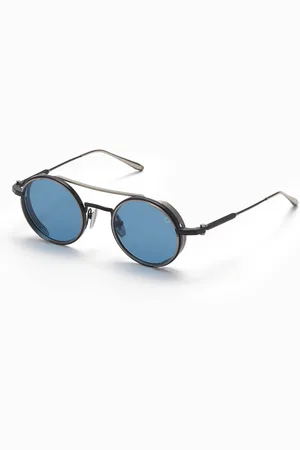 AKONI Homme, Accessoires, Noir, Taille: ONE Size Lunettes de Soleil Rondes Eris Palladium Noir Marine