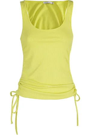 AMEN Femme, Tops, Jaune, Taille: 38 FR Débardeur Côtelé