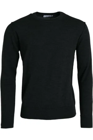 Dolce & Gabbana Homme, Pulls, Noir, Taille: S Pull en Laine Gris Foncé