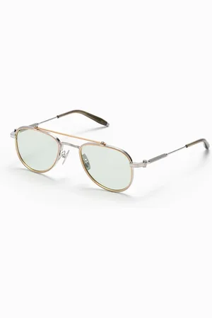 AKONI Homme, Accessoires, Jaune, Taille: ONE Size Lunettes Aviateur Innovantes - Argent/Or/Olive