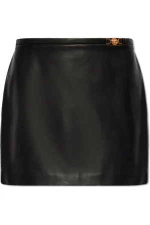 VERSACE Femme, Jupes, Noir, Taille: 38 FR Jupe en cuir