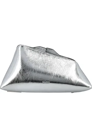 The Attico Femme, Sacs, Gris, Taille: ONE Size Sac à Main Clutch Argent Craquelle