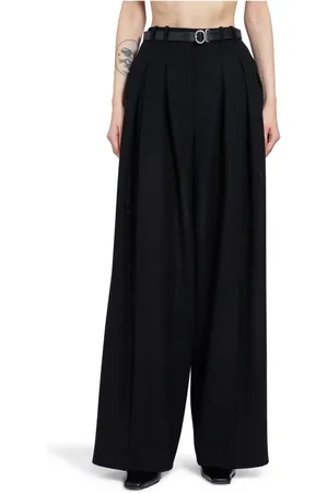 Jil Sander Femme, Pantalons, Noir, Taille: 40 FR Pantalon large taille haute en laine