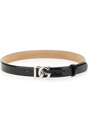 Dolce & Gabbana Femme, Accessoires, Noir, Taille: 80 CM Ceinture en cuir noir avec logo argent