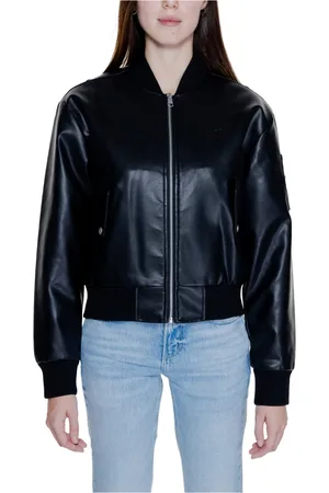 Calvin Klein Femme, Vestes, Noir, Taille: 40 FR Bomber en Similicuir Femme